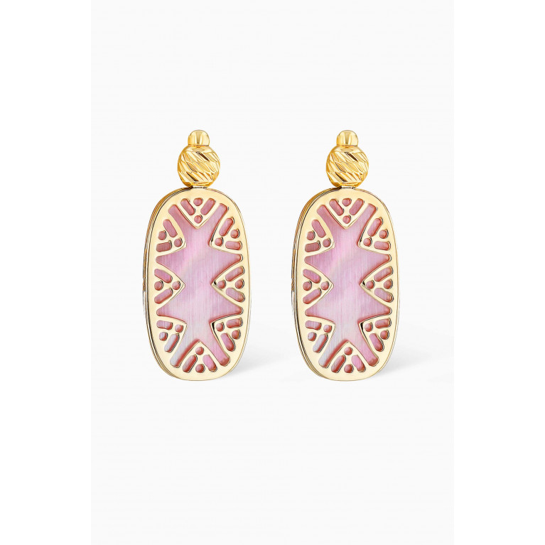 Damas - Amelia Granada Mother of Pearl Double Sided Earrings in 18kt Yellow Gold