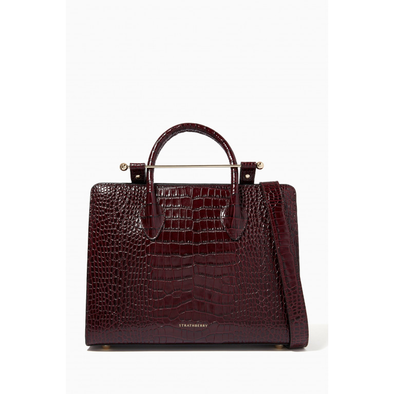 Strathberry - Midi Tote Bag in Croc-embossed Leather