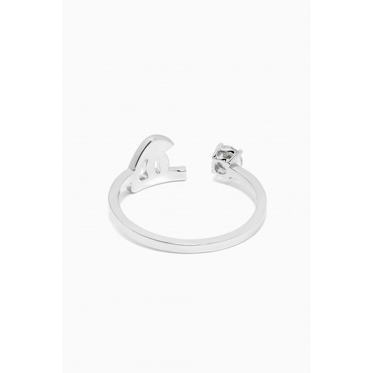 HIBA JABER - "Ha" Glam Your Initial Ring with Diamonds in 18kt White Gold