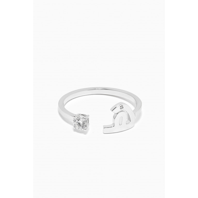 HIBA JABER - "Ha" Glam Your Initial Ring with Diamonds in 18kt White Gold