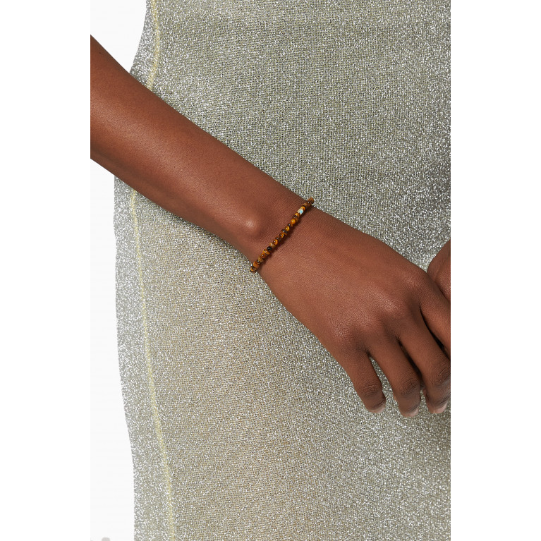 Luis Morais - Enameled Star Short Roll Gemstone Beaded Bracelet in 14kt Yellow Gold Brown
