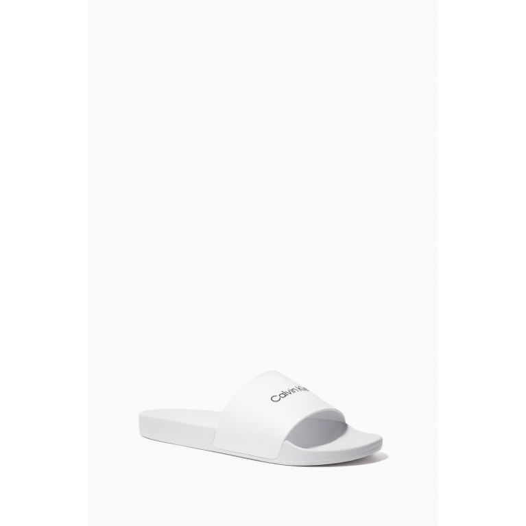 Calvin Klein - Logo Slides in Rubber White