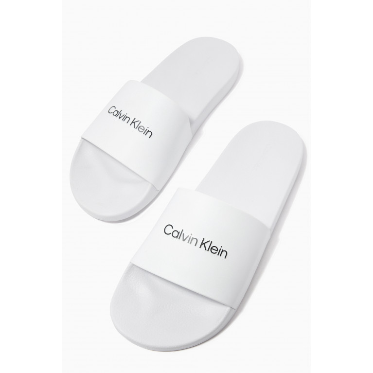 Calvin Klein - Logo Slides in Rubber White