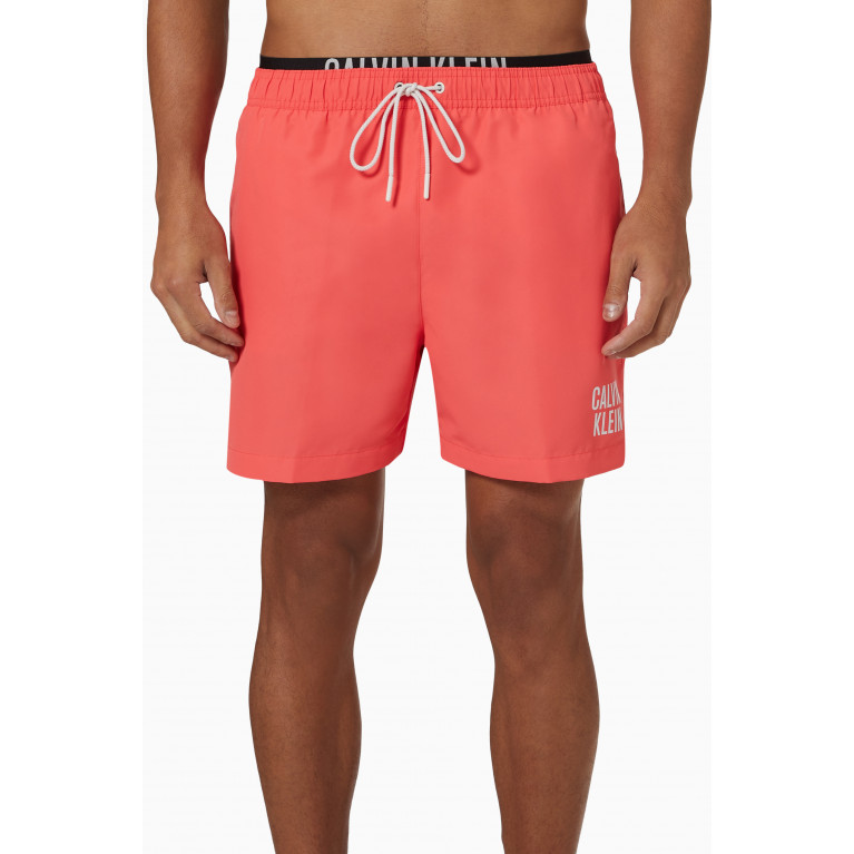 Calvin Klein - Double Waistband Swim Shorts in Recycled Nylon Pink