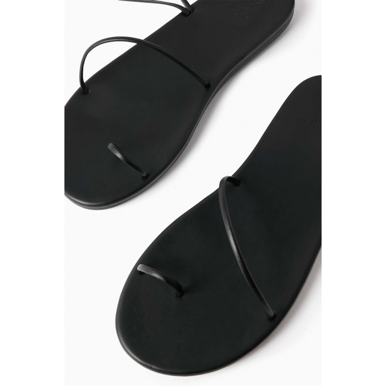 Ancient Greek Sandals - Kansiz Sandals in Faux Leather Black