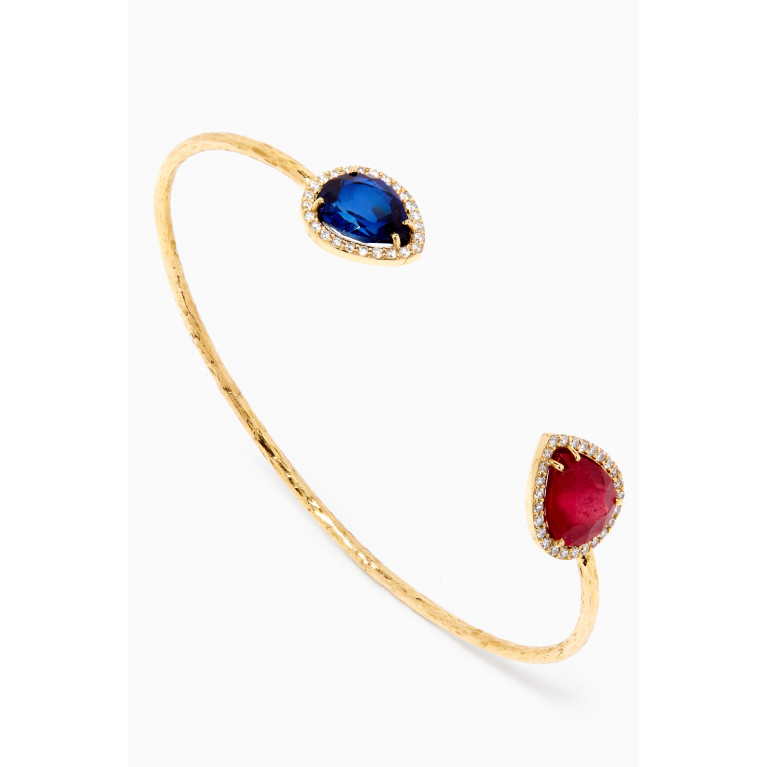 Dima Jewellery - Emerald & Sapphire Bracelet with Diamonds in 18kt Yellow Gold