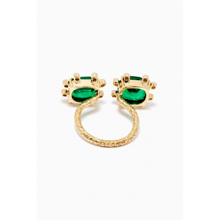 Dima Jewellery - Emerald & Diamond Open Ring in 18kt Yellow Gold