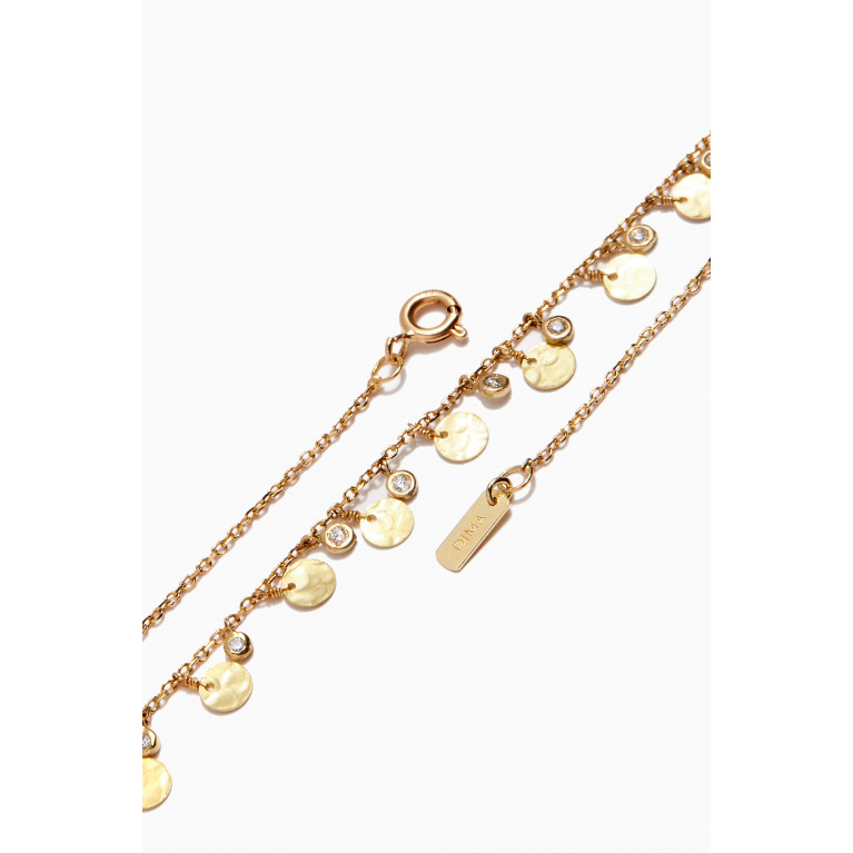 Dima Jewellery - Classic Hammered Coin Necklace with Diamonds in 18kt Yellow Gold