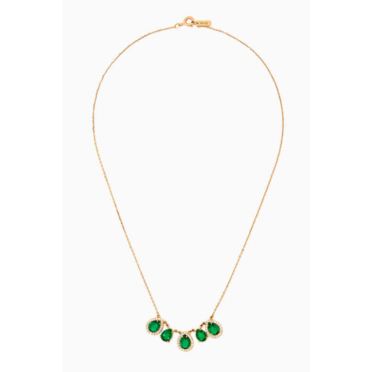Dima Jewellery - Emerald Drop Necklace with Diamonds in 18kt Yellow Gold