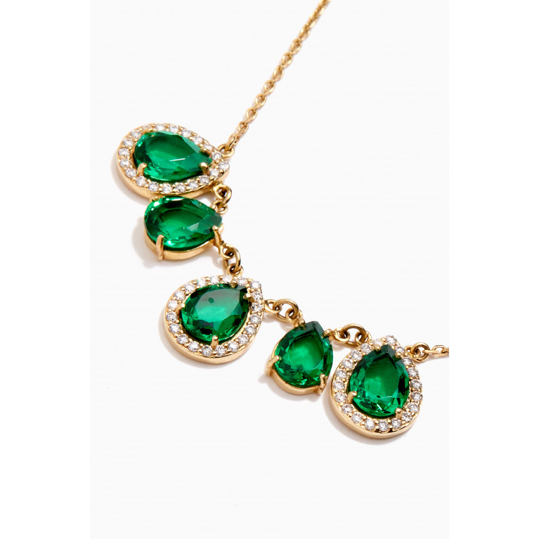 Dima Jewellery - Emerald Drop Necklace with Diamonds in 18kt Yellow Gold
