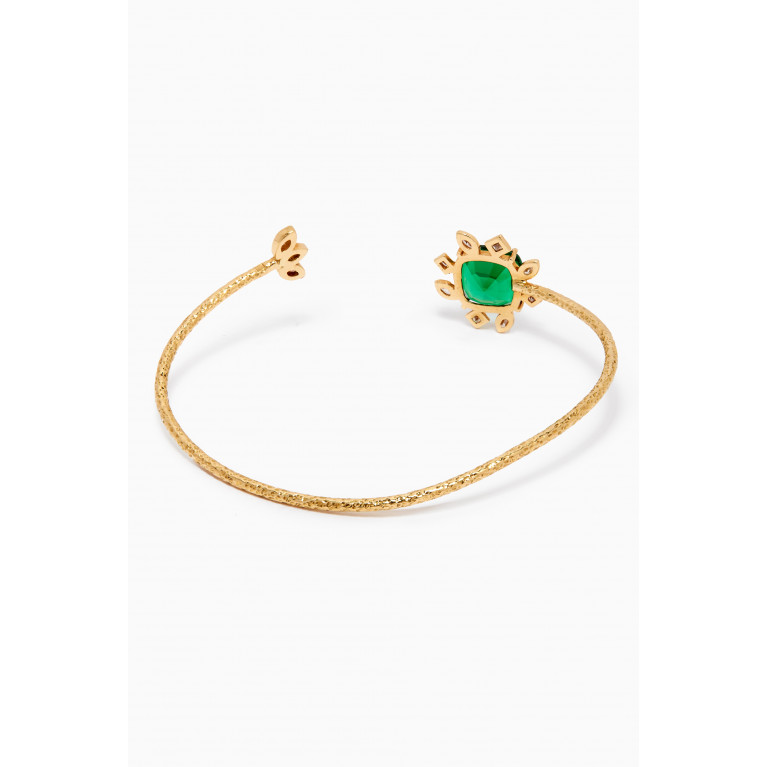 Dima Jewellery - Emerald & Diamond Open Bracelet in 18kt Yellow Gold