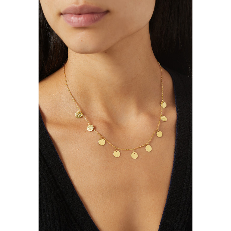 Dima Jewellery - Classic Hammered Coin Necklace in 18kt Yellow Gold