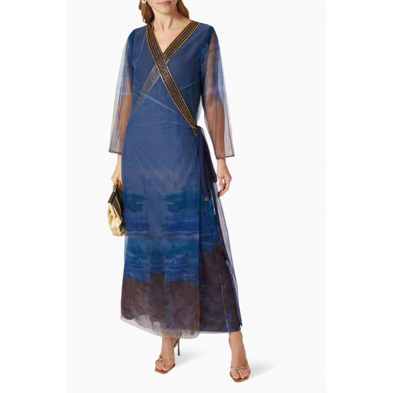 Feryal Al Bastaki - Embroidered Wrap-around Dress in Tulle