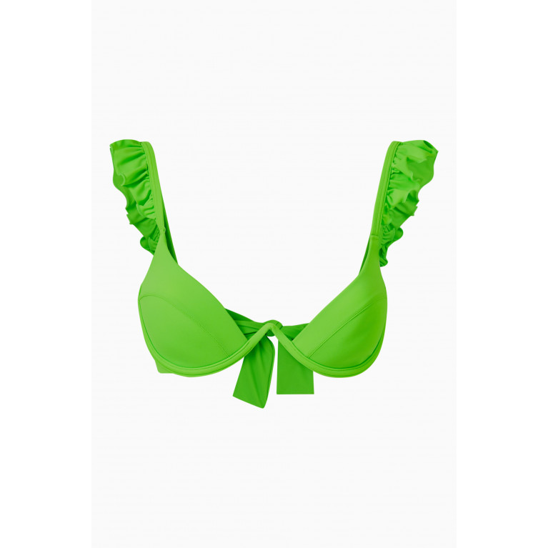 Arabella - The Ruffle Bikini Top in LYCRA® Green