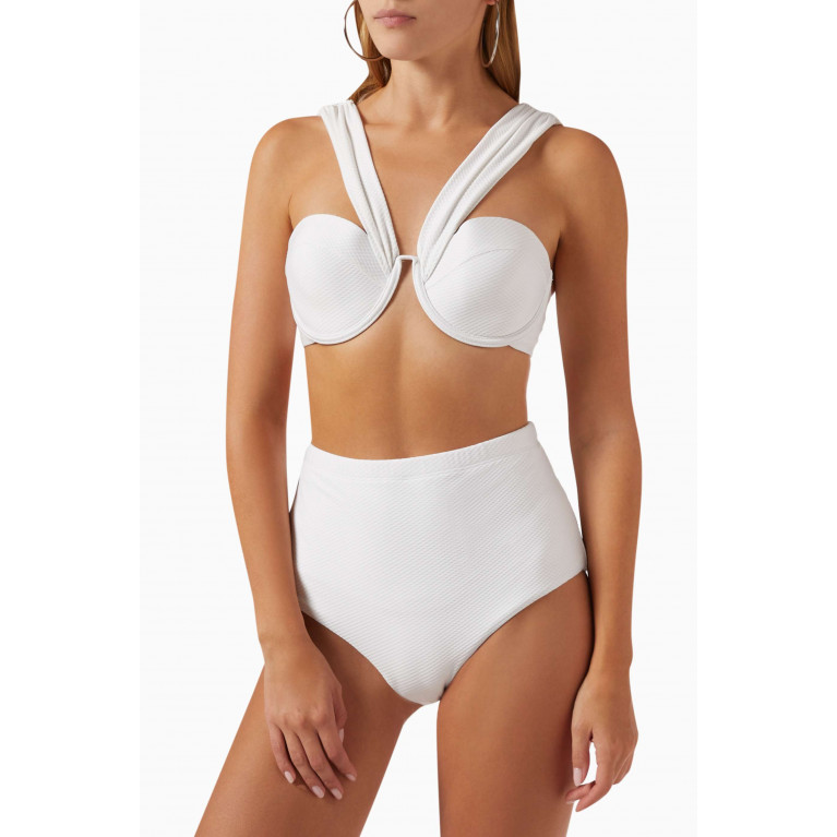 Arabella - Bardot Bustier Bikini Top in LYCRA® White