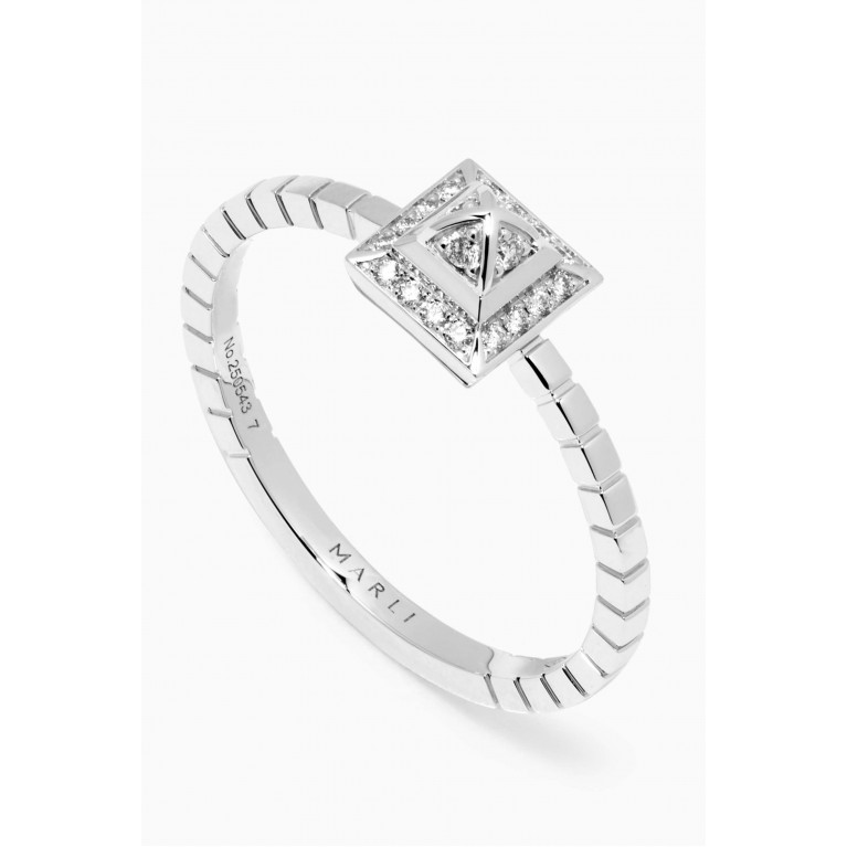 Marli - Cleo Lotus Pavé Diamond Ring in 18kt White Gold