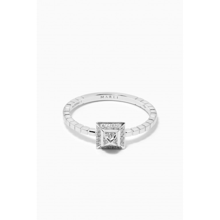 Marli - Cleo Lotus Pavé Diamond Ring in 18kt White Gold