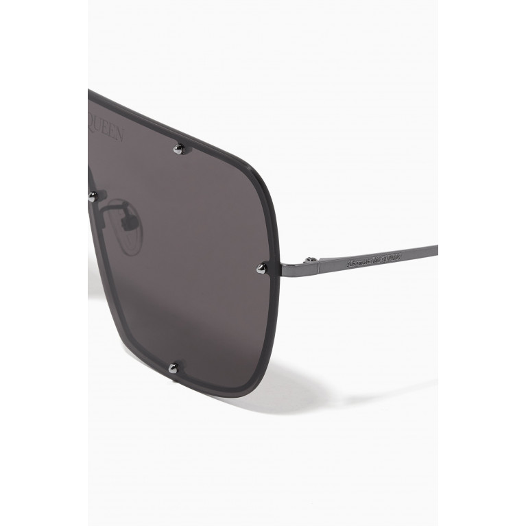 Alexander McQueen - Studs Structure Mask Sunglasses in Metal