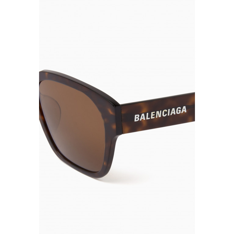 Balenciaga - Havana Rectangle Sunglasses in Acetate
