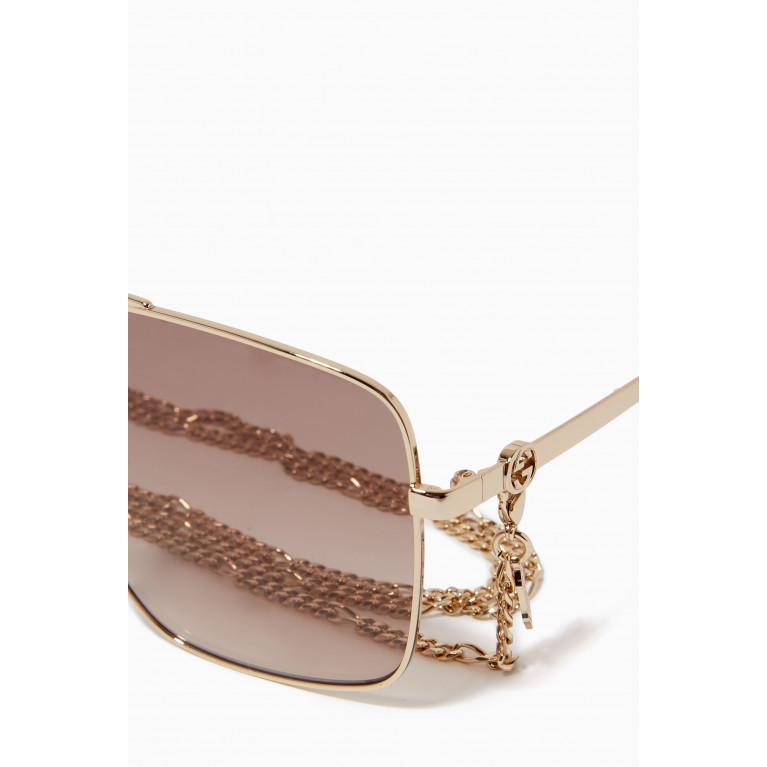 Gucci - Aviator Frame Sunglasses in Metal Brown