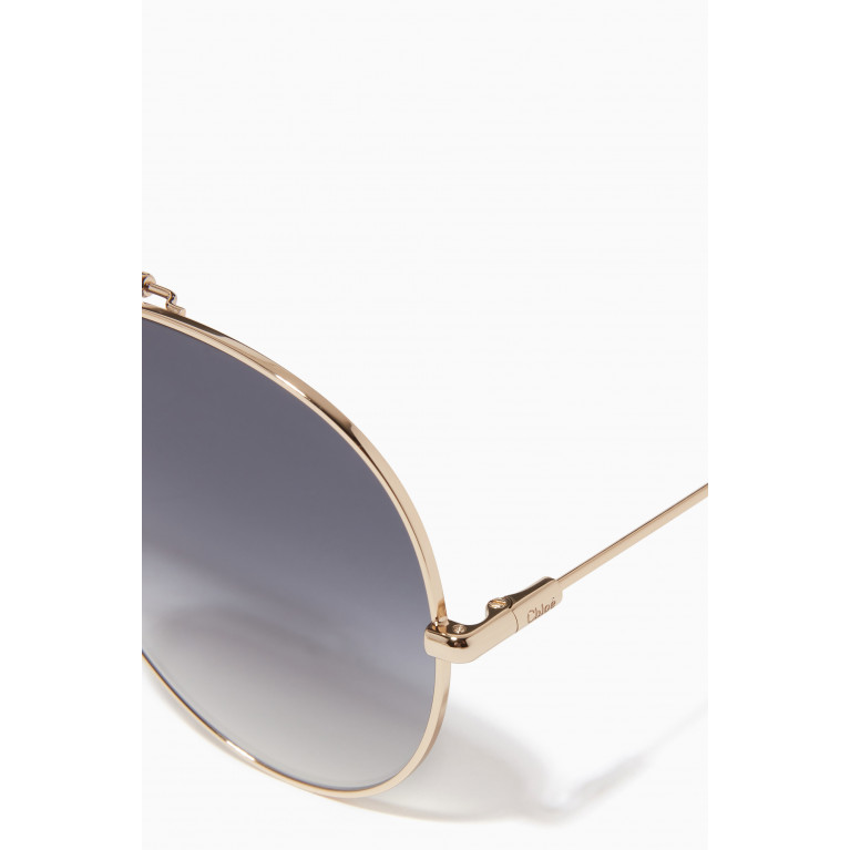 Chloé - Aviator Sunglasses in Metal Blue