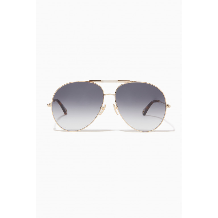 Chloé - Aviator Sunglasses in Metal Blue