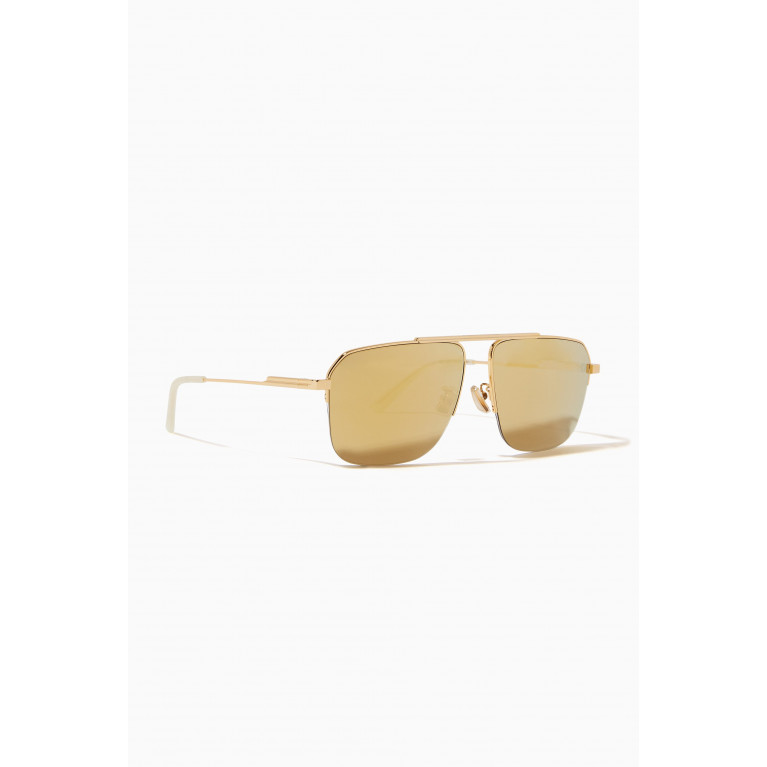 Bottega Veneta - Square Aviator Frame Sunglasses in Metal