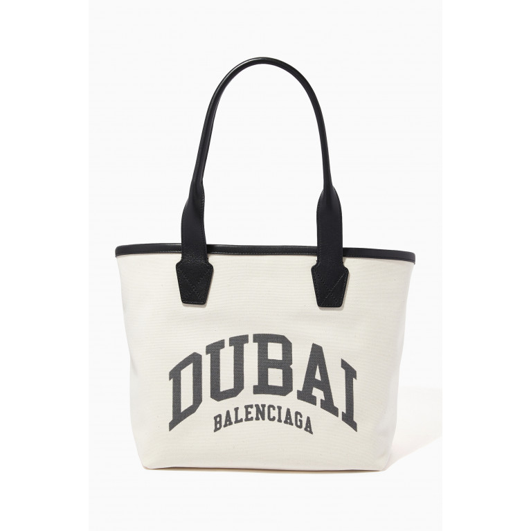 Balenciaga - Cities Dubai Jumbo Small Tote Bag in Organic Cotton Canvas & Calfskin
