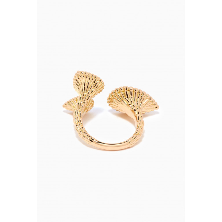 Boucheron - Serpent Bohème Triple Motif Diamond & Malachite Ring in 18kt Yellow Gold