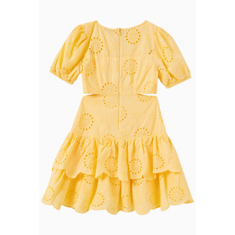Habitual - Eyelet Tiered Dress in Cotton Yellow