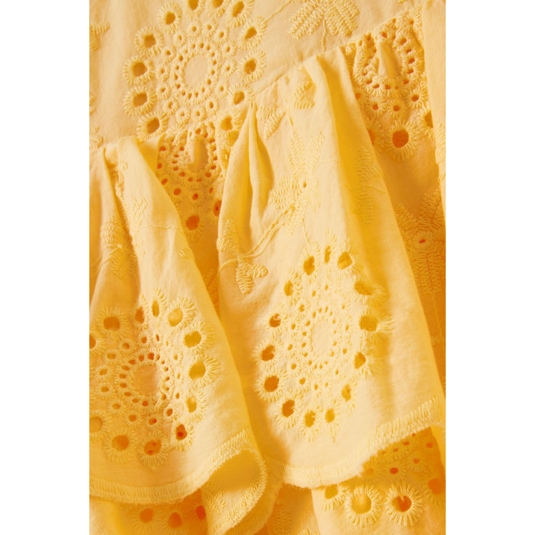 Habitual - Eyelet Tiered Dress in Cotton Yellow