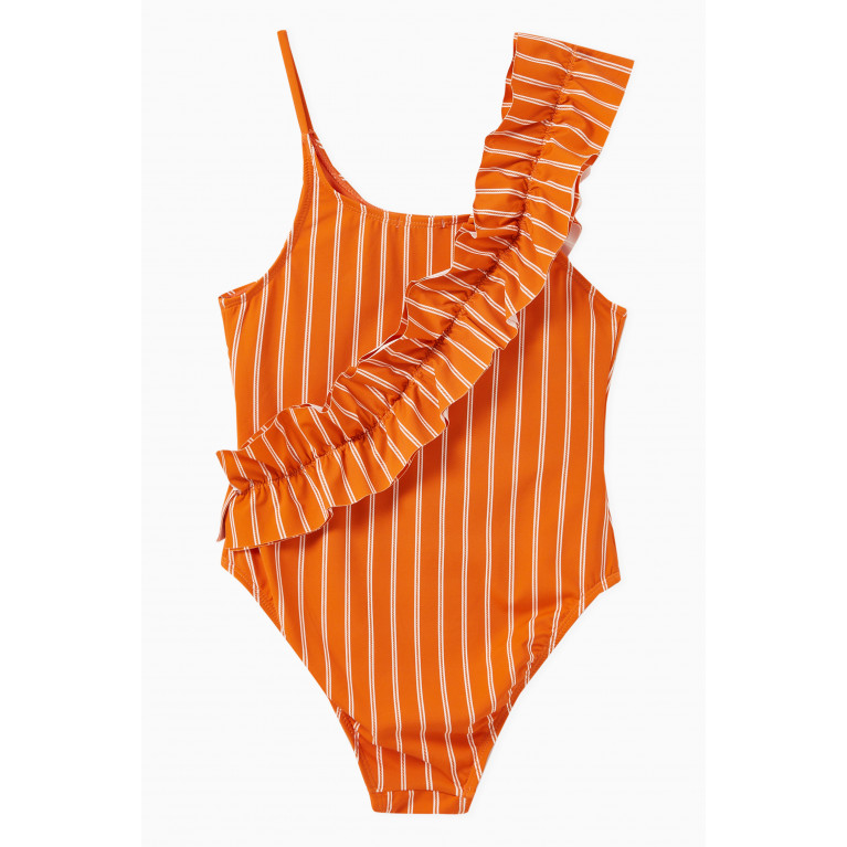 Habitual - Ruched Swimsuit in Nylon Spandex Orange