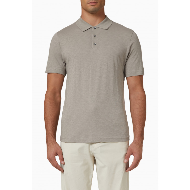 Theory - Bron Polo Shirt in Cosmos Slub Cotton Grey