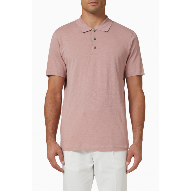 Theory - Bron Polo Shirt in Cosmos Slub Cotton Pink