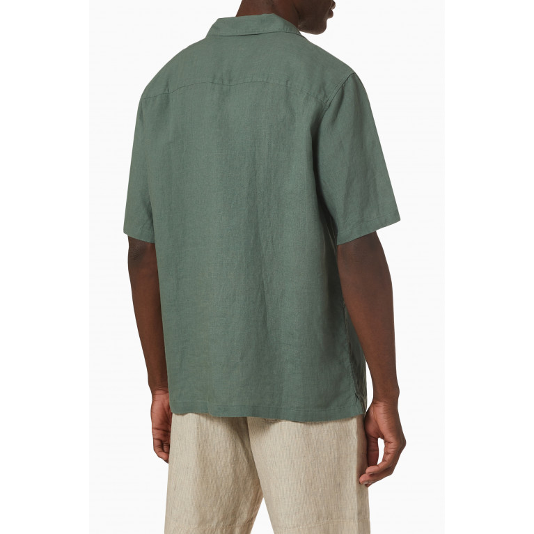 Theory - Short Sleeve Shirt in Linen Green