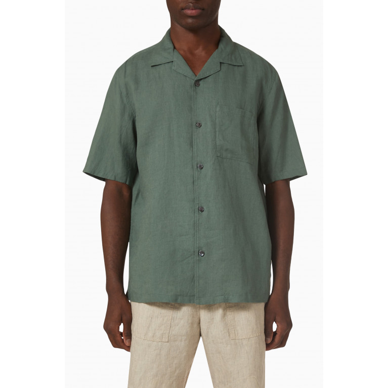 Theory - Short Sleeve Shirt in Linen Green