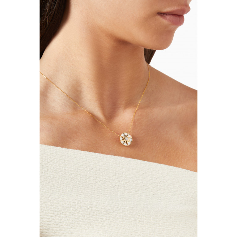 M's Gems - Halley Mother of Pearl & Diamond Pendant Necklace in 18kt Yellow Gold