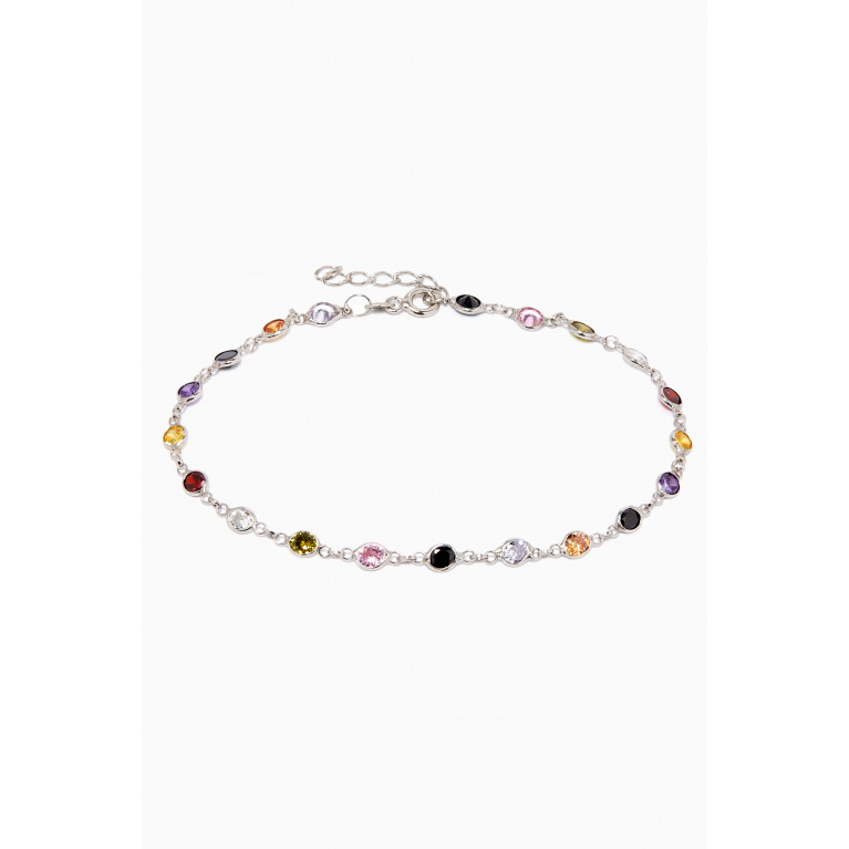 The Jewels Jar - Cora Rainbow Bracelet in Rhodium Plated Sterling Silver
