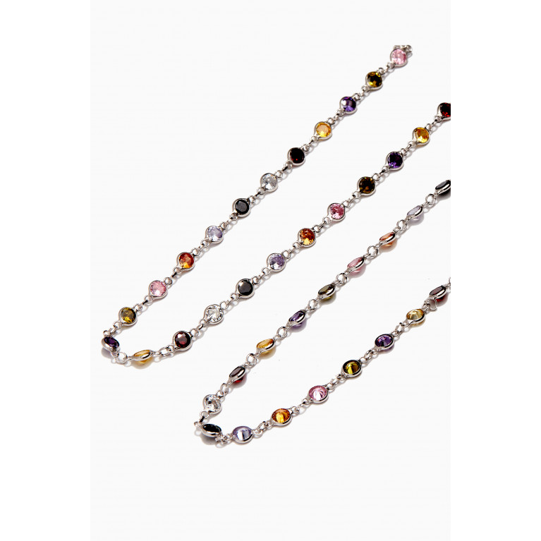 The Jewels Jar - Cora Rainbow Necklace in Rhodium Plated Sterling Silver