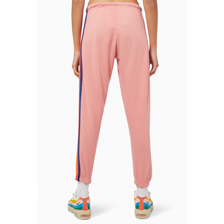 Aviator Nation - 5 Stripe Sweatpants in Cotton Jersey Pink