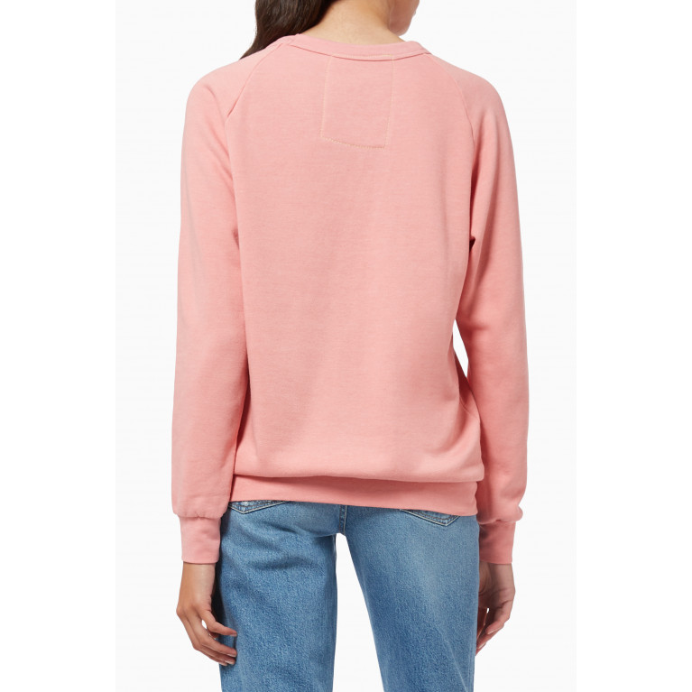 Aviator Nation - Heart Embroidery Sweatshirt in Cotton Jersey Pink