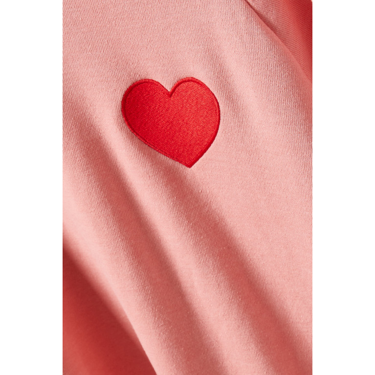 Aviator Nation - Heart Embroidery Sweatshirt in Cotton Jersey Pink