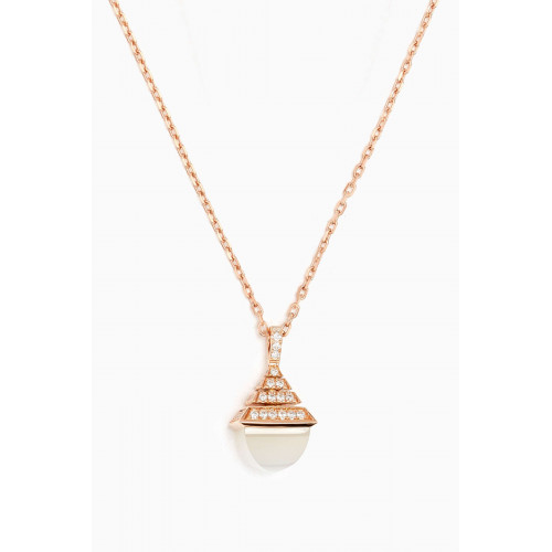 Marli - Cleo Mini Rev Diamond & Moonstone Necklace in 18kt Rose Gold