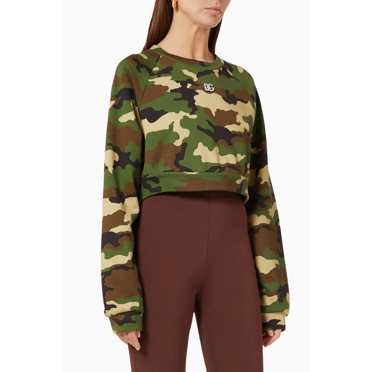 Dolce & Gabbana - Camouflage Crop Sweatshirt in Cotton Jersey
