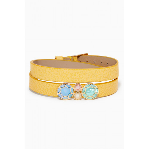 Damas - Amelia Roma Mother of Pearl Double Bracelet in Leather & 18kt Yellow Gold