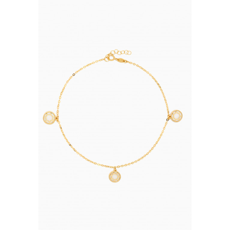 Damas - Amelia Roma Mother of Pearl Anklet in 18kt Yellow Gold