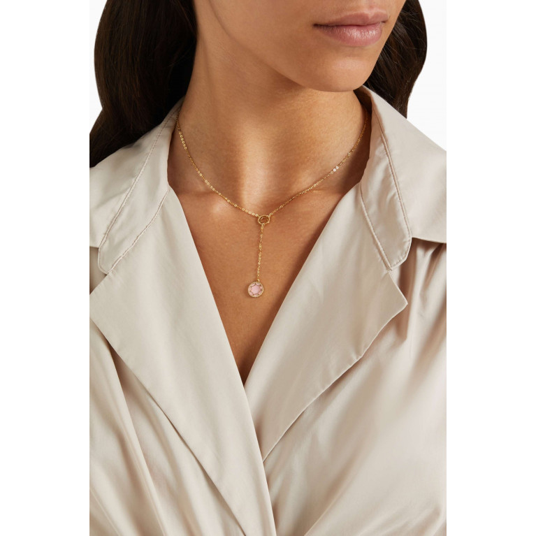 Damas - Amelia Roma Mother of Pearl Lariat Necklace in 18kt Yellow Gold