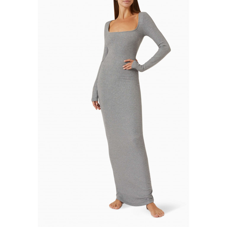 SKIMS - Soft Lounge Dress in Modal Blend Heather Grey Foil