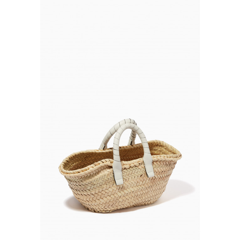 Chloé - Mini Marcie Basket Bag in Raffia & Grained Calfskin White