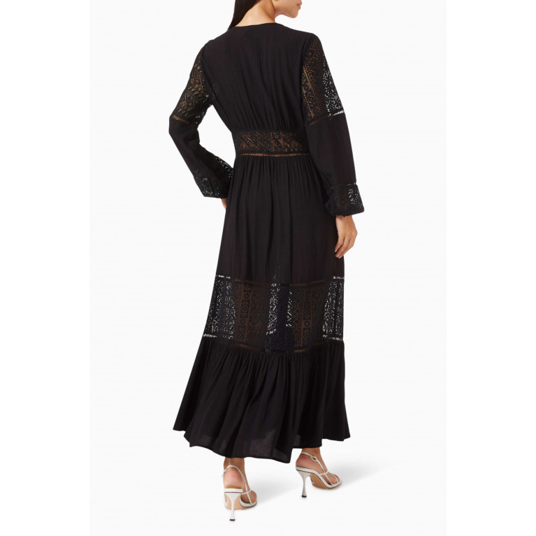 Y.A.S - Yasmeza Lace-trimmed Midi Dress in Viscose Black
